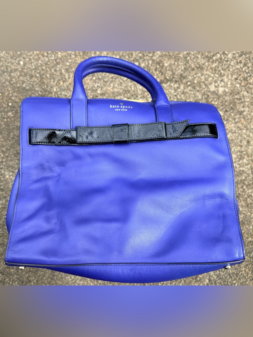 Kate Spade Royal Blue Tote bag with Black Patent Bow Accent